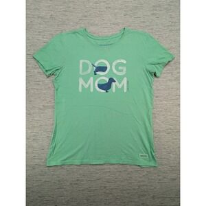 Life is Good Dog Mom T-Shirt Dachshund Graphic Tee Casual‎ Top Small